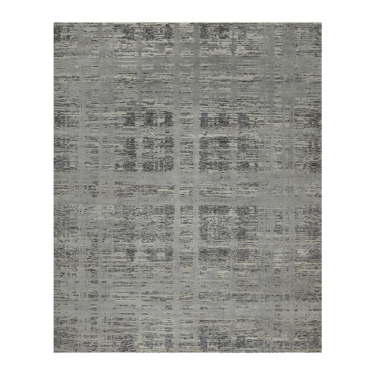 Modern and Contemporary Wool Hand Knotted Rug Grey 8.1x9.11 -O091283