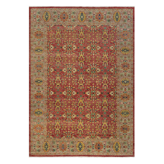 Oushak And Peshawar Wool Hand Knotted Rug Red 9.11x14.2 -O091174