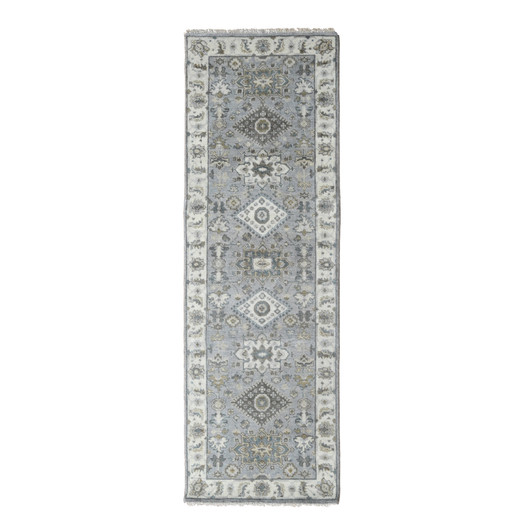 Heriz Wool Hand Knotted Rug Grey 2.7x8.0 -O010185