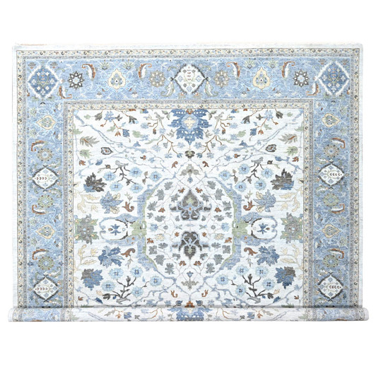 Oushak And Peshawar Wool Hand Knotted Rug Ivory 11.10x12.0 -O010192