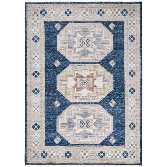 Oushak And Peshawar Wool Hand Knotted Rug Blue 4.8x6.9 -O01414