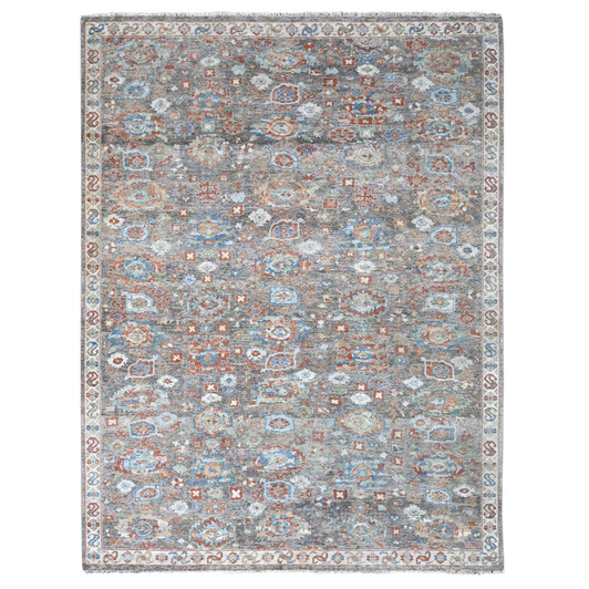 Oushak And Peshawar Wool Hand Knotted Rug Brown 8.11x11.10 -O010218
