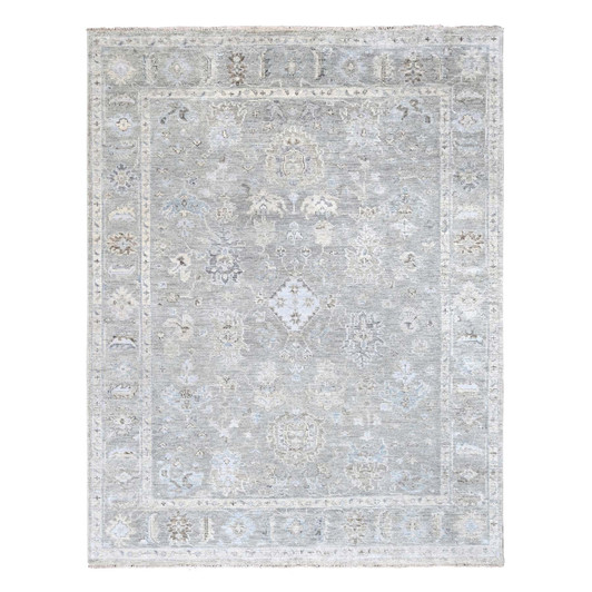 Oushak And Peshawar Wool Hand Knotted Rug Grey 8.11x11.11 -O010236