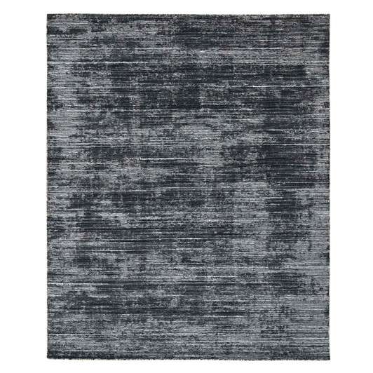 Modern and Contemporary Wool & Silk Hand Loomed Rug Black 8.3x10.0 -O010268