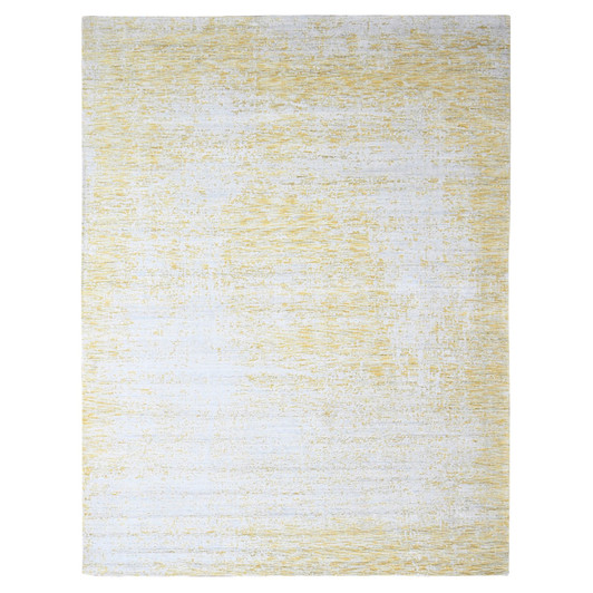 Modern and Contemporary Wool & Silk Hand Loomed Rug Yellow 9.10x13.10 -O010291
