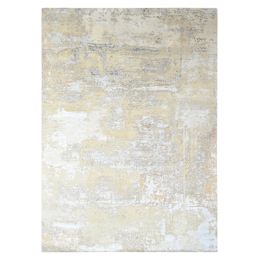 Modern and Contemporary Wool & Silk Hand Knotted Rug Grey 10.0x13.10 -O010272