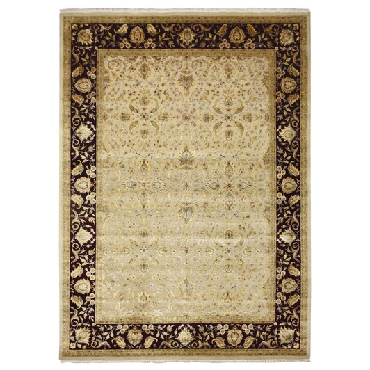Rajasthan Wool & Silk Hand Knotted Rug Ivory 8.9x12.1 -O075597