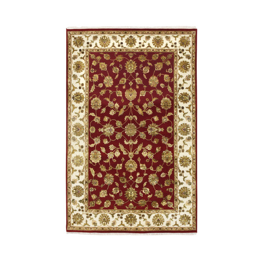 Rajasthan Wool & Silk Hand Knotted Rug Red 5.11x9.2 -O075599