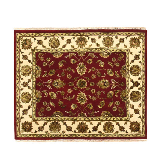 Rajasthan Wool & Silk Hand Knotted Rug Red 4.1x4.11 -O075606
