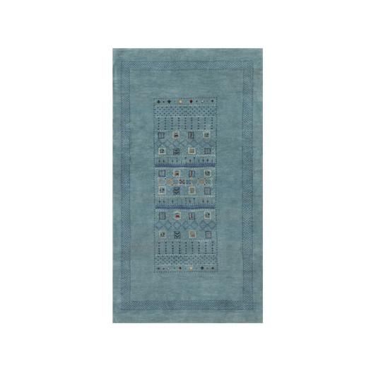 Modern and Contemporary Wool Hand Knotted Rug Blue 2.11x5.4 -O091312