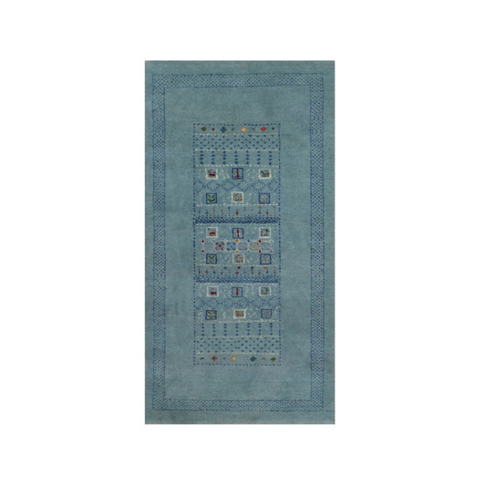 Modern and Contemporary Wool Hand Knotted Rug Blue 2.3x4.5 -O091320