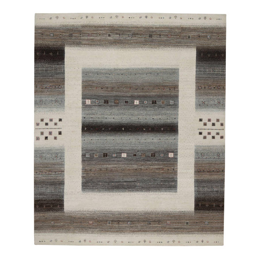 Modern and Contemporary Wool Hand Knotted Rug Ivory 8.2x10.0 -O091340