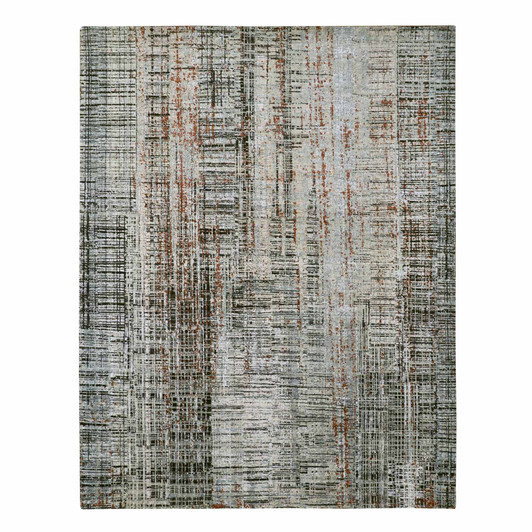 Modern and Contemporary Wool Hand Knotted Rug Black 8.0x10.3 -O083135