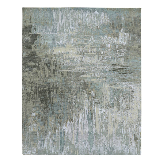 Modern and Contemporary Wool Hand Knotted Rug Grey 8.1x10.0 -O083137