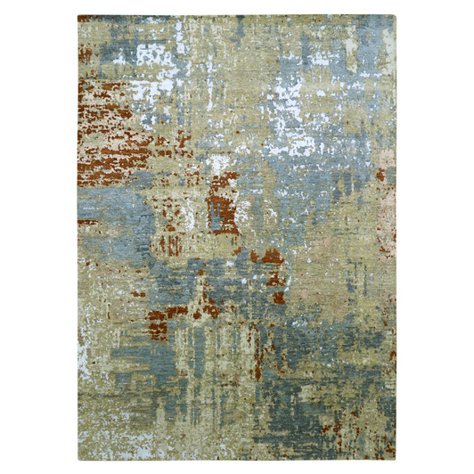 Modern and Contemporary Wool Hand Knotted Rug Blue 9.0x12.8 -O083141