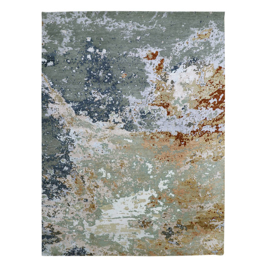 Modern and Contemporary Wool Hand Knotted Rug Grey 8.11x12.0 -O083142