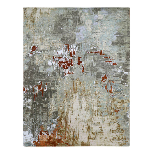 Modern and Contemporary Wool Hand Knotted Rug Grey 9.0x11.9 -O083143