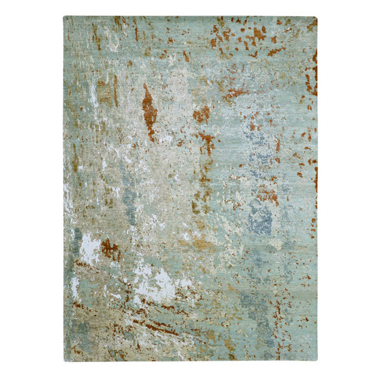 Modern and Contemporary Wool Hand Knotted Rug Green 9.0x12.3 -O083148