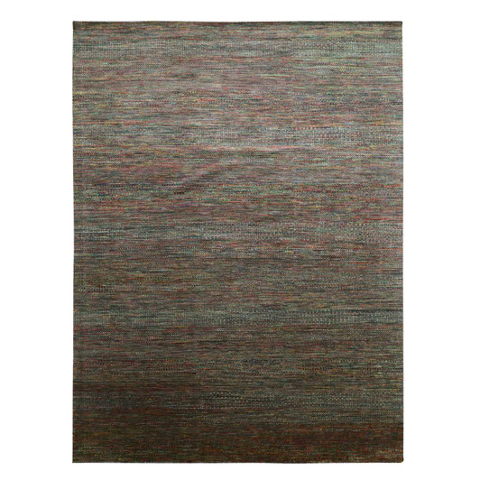 Modern and Contemporary Wool Hand Knotted Rug Green 9.1x12.2 -O083239