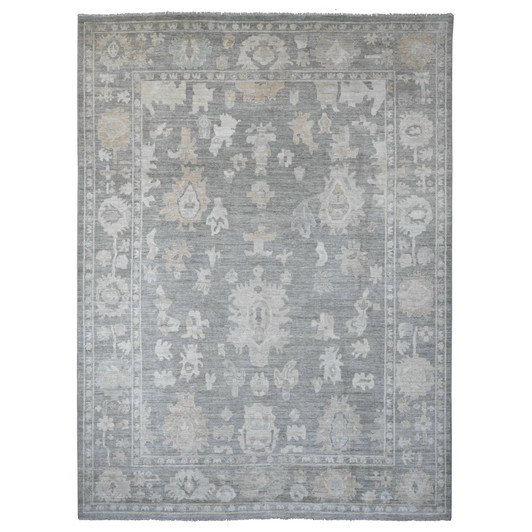Oushak And Peshawar Wool Hand Knotted Rug Grey 10.4x13.9 -O089755