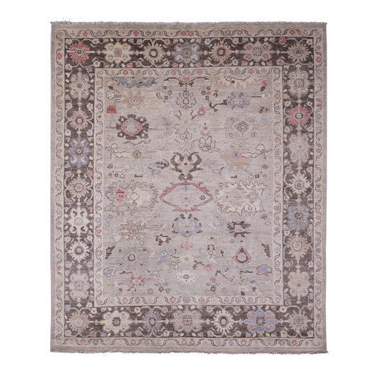 Oushak And Peshawar Wool Hand Knotted Rug Brown 8.2x9.8 -O089760