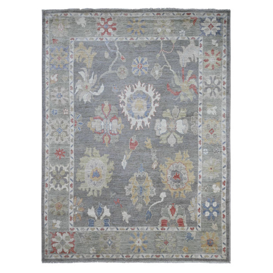Oushak And Peshawar Wool Hand Knotted Rug Grey 7.11x10.6 -O089778