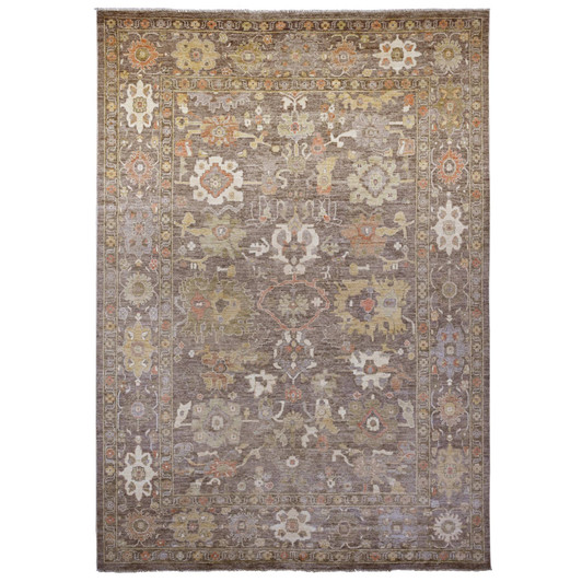Oushak And Peshawar Wool Hand Knotted Rug Brown 9.7x13.6 -O089858