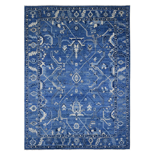 Oushak And Peshawar Wool Hand Knotted Rug Blue 10.1x13.9 -O089866
