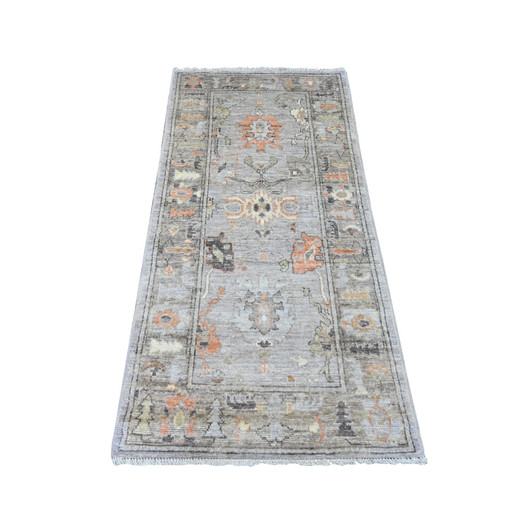 Oushak And Peshawar Wool Hand Knotted Rug Grey 2.10x5.10 -O089885