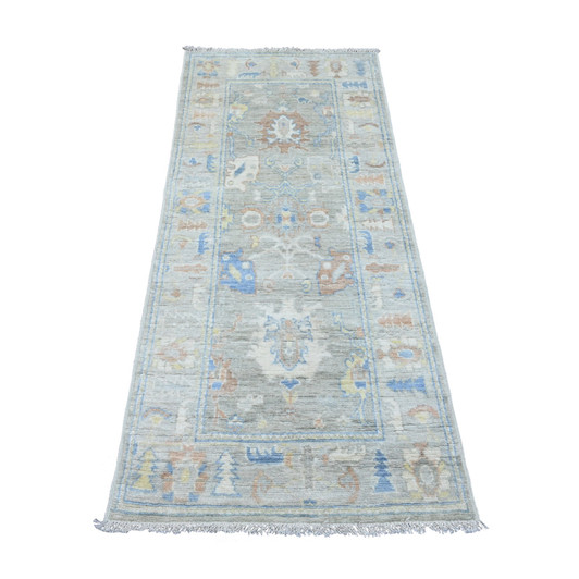 Oushak And Peshawar Wool Hand Knotted Rug Grey 2.7x5.11 -O089891