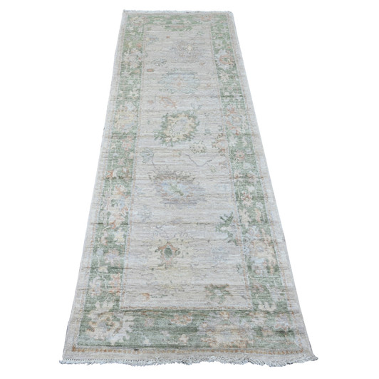 Oushak And Peshawar Wool Hand Knotted Rug Ivory 2.8x7.11 -O089958