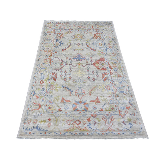 Oushak And Peshawar Wool Hand Knotted Rug Grey 4.0x6.0 -O020066