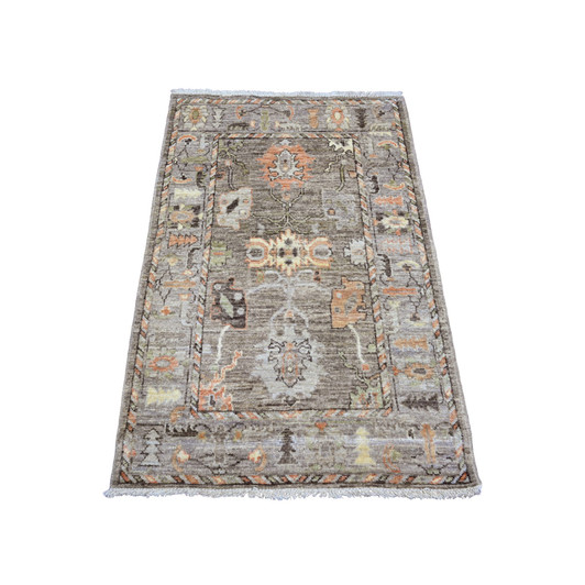 Oushak And Peshawar Wool Hand Knotted Rug Brown 3.1x4.9 -O020131