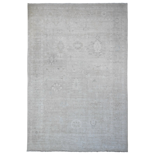 Oushak And Peshawar Wool Hand Knotted Rug Grey 14.0x19.6 -O020183