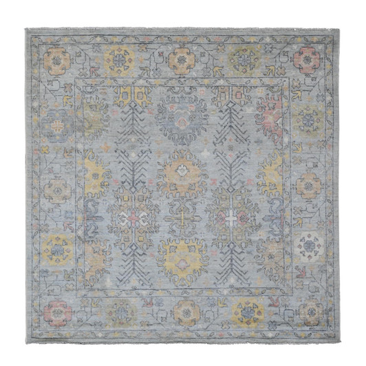 Oushak And Peshawar Wool Hand Knotted Rug Grey 6.0x6.1 -O020202