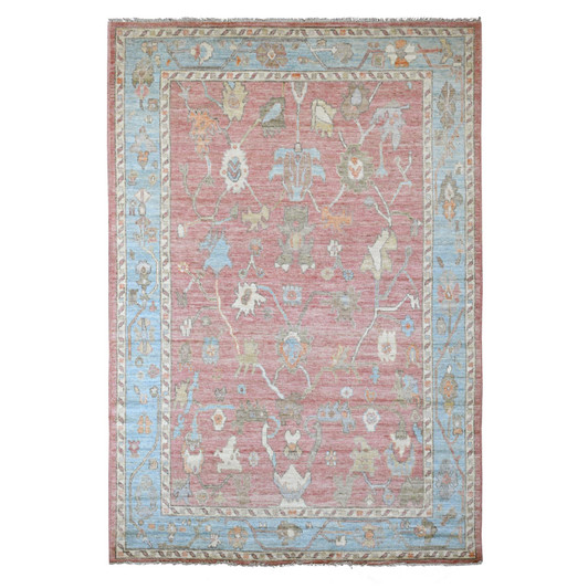 Oushak And Peshawar Wool Hand Knotted Rug Pink 6.0x8.10 -O020411