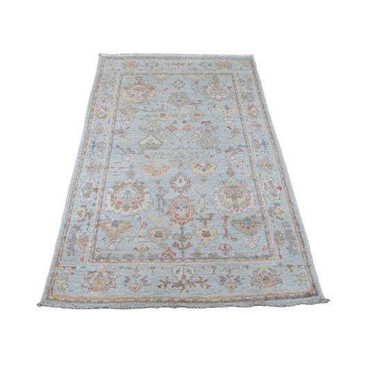 Oushak And Peshawar Wool Hand Knotted Rug Blue 4.1x6.1 -O020496