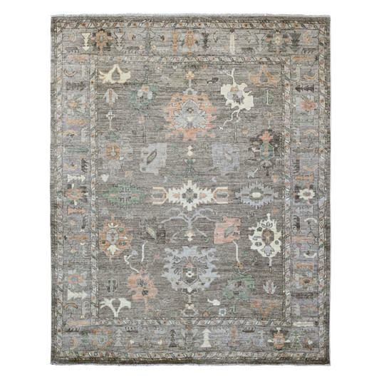 Oushak And Peshawar Wool Hand Knotted Rug Brown 7.7x7.6 -O020562