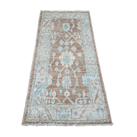 Oushak And Peshawar Wool Hand Knotted Rug Brown 2.10x5.10 -O020572