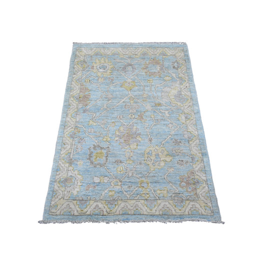 Oushak And Peshawar Wool Hand Knotted Rug Blue 3.1x4.7 -O020575