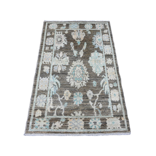 Oushak And Peshawar Wool Hand Knotted Rug Brown 3.2x4.0 -O020667