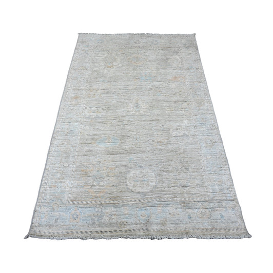 Oushak And Peshawar Wool Hand Knotted Rug Grey 3.11x6.0 -O020753