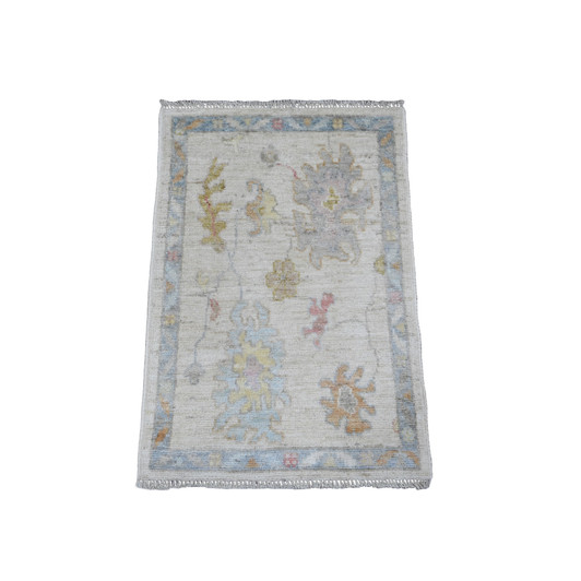 Oushak And Peshawar Wool Hand Knotted Rug Ivory 2.1x3.0 -O020761