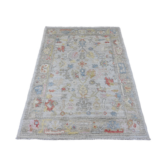 Oushak And Peshawar Wool Hand Knotted Rug Grey 4.2x5.7 -O020765