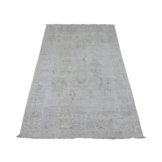 Oushak And Peshawar Wool Hand Knotted Rug Grey 3.11x5.11 -O020766