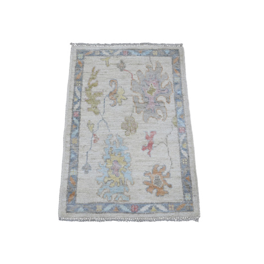 Oushak And Peshawar Wool Hand Knotted Rug Ivory 2.2x3.0 -O020771