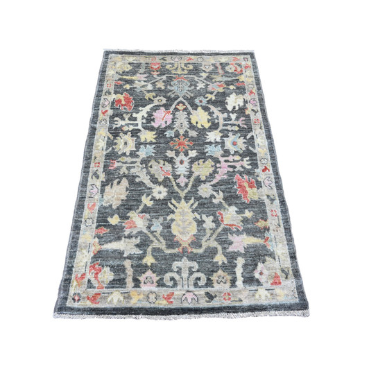 Oushak And Peshawar Wool Hand Knotted Rug Black 3.3x5.0 -O020799