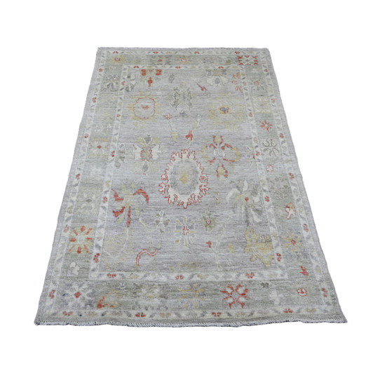 Oushak And Peshawar Wool Hand Knotted Rug Grey 3.11x5.9 -O020809