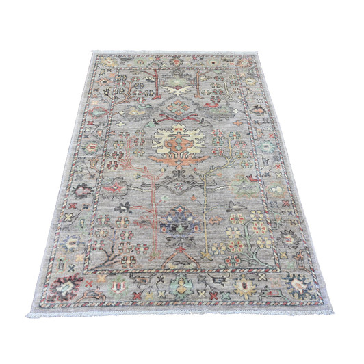 Oushak And Peshawar Wool Hand Knotted Rug Grey 3.11x6.0 -O020879