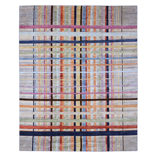 Modern and Contemporary Wool Hand Knotted Rug Grey 7.10x9.9 -O020019